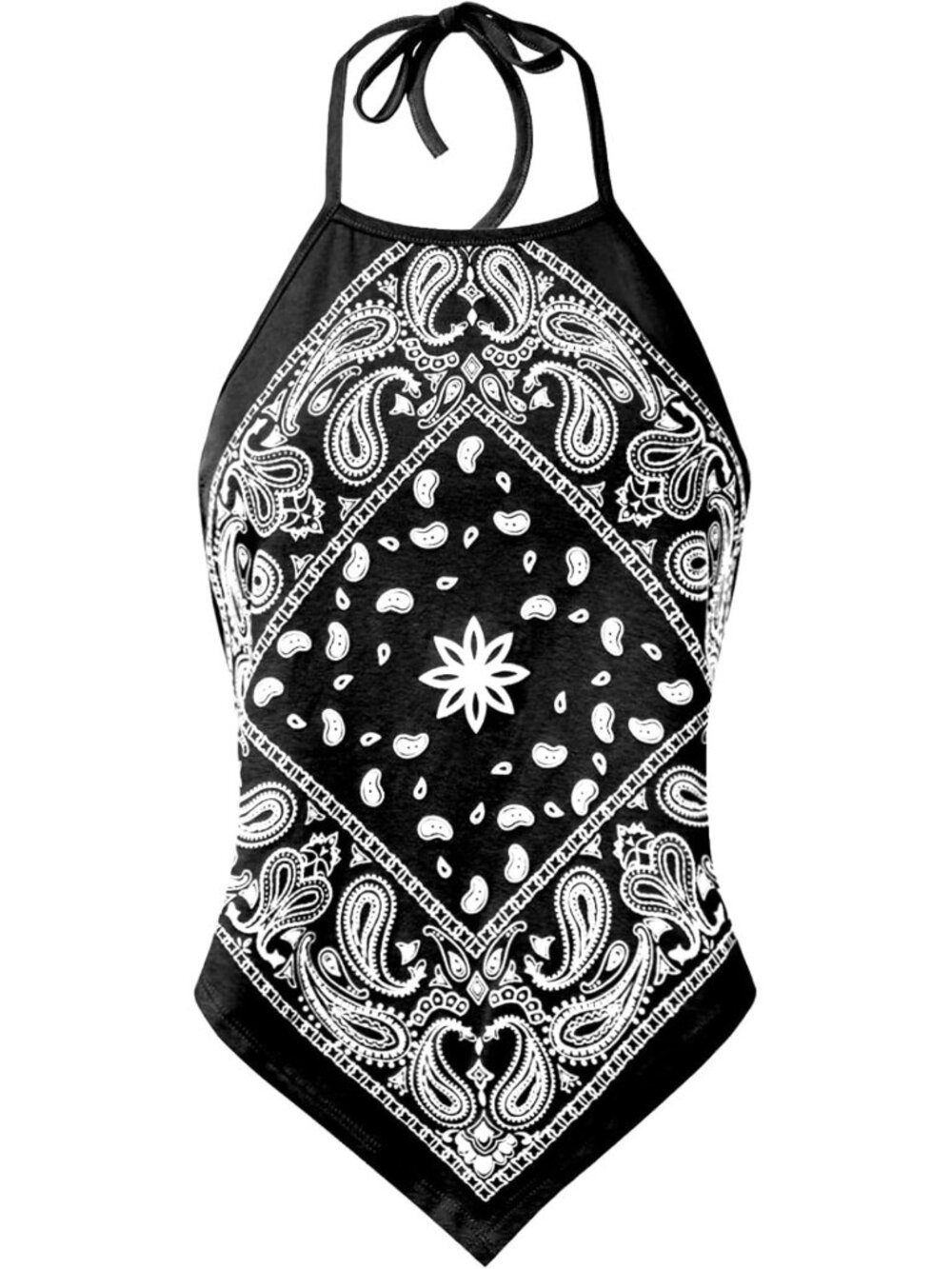 Sexy Paisley Bandana Halter Top - Y2K Crop Shirt for Trendy Summer Style